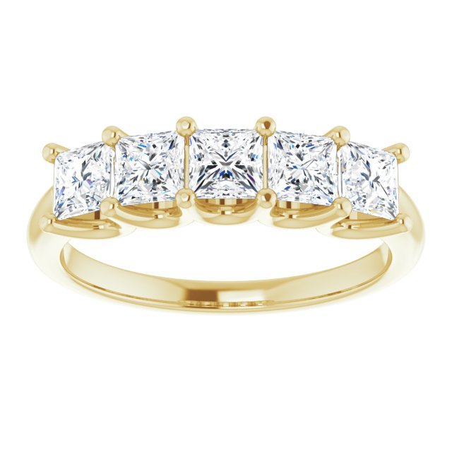 1.45 ct. Princess Cut Diamond Wedding Band 5 Stone Anniversary Ring-VIRABYANI